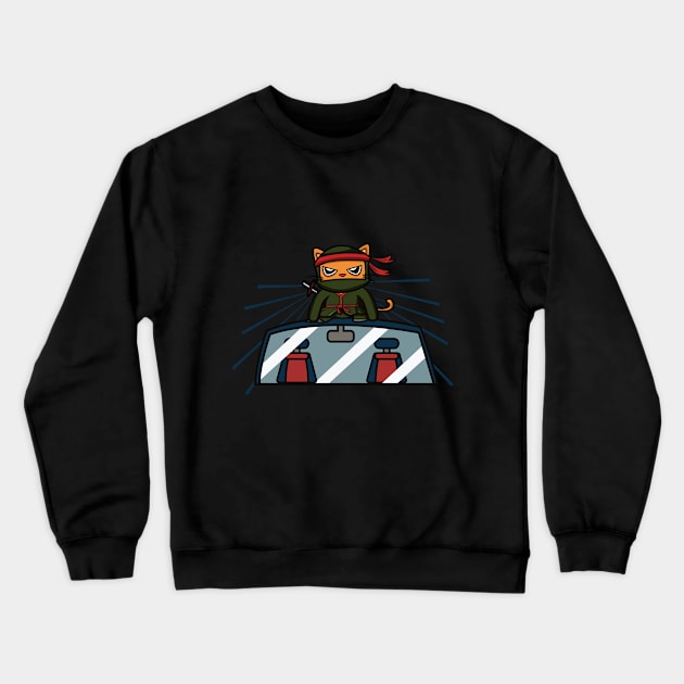 Ninja Kitten in action again! Crewneck Sweatshirt by NexusGear